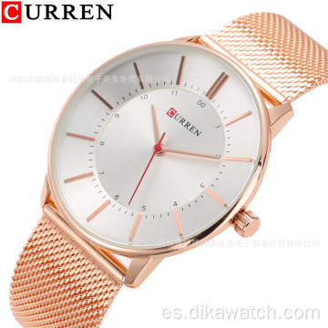 Reloj de pulsera curren 8303 ultradelgado para hombre, relojes deportivos informales de acero inoxidable, Reloj de lujo resistente al agua de oro rosa para hombre, Reloj